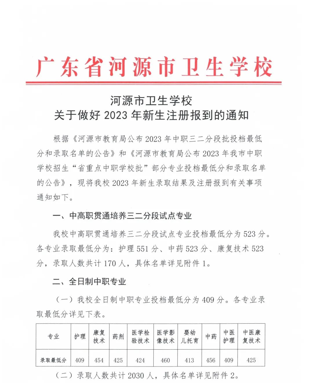 河源市卫生学校关于2023年新生注册报到的通知(图1)